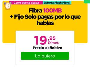 Jazztel fibra 100mb + fijo por 19.95€ para "siempre"