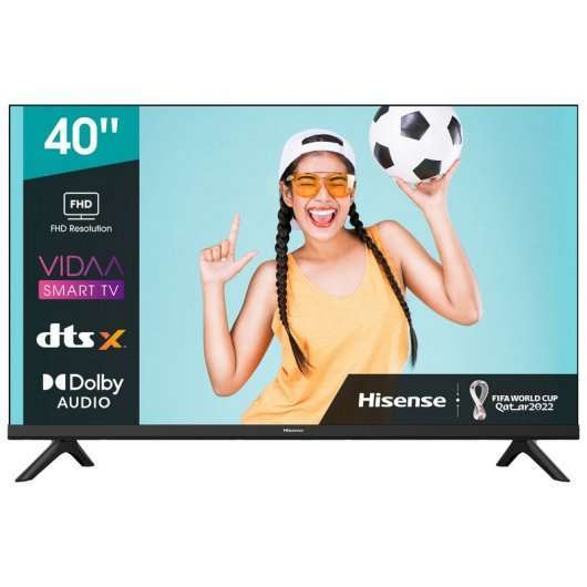 TV LED 40" - Hisense 40A4BG, FHD, MediaTek MT9602, Smart TV, DTS Virtual X, Dolby Audio, Negro