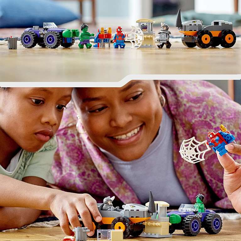 LEGO MARVEL - Spidey con Superequipo y Camiones de Combate de Hulk y Rino