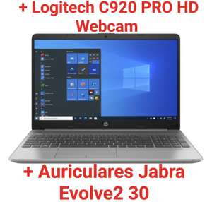 Portátil Hp 250 G8 i3 8/256Gb W10 Pro + Jabra Evolve2 30 Auriculares Alámbrico + Logitech C920 PRO HD WEBCAM cámara web.