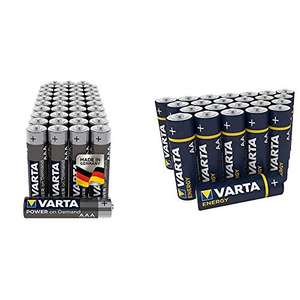 VARTA Pilas AAA Micro Power on Demand, Paquete de 40 Unidades + Pila Energy AA Mignon LR06 (Paquete de 30 Unidades), Pila alcalina