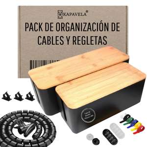 Pack 2 Cajas Organizadora de Madera para esconder y Ocultar Cables TV