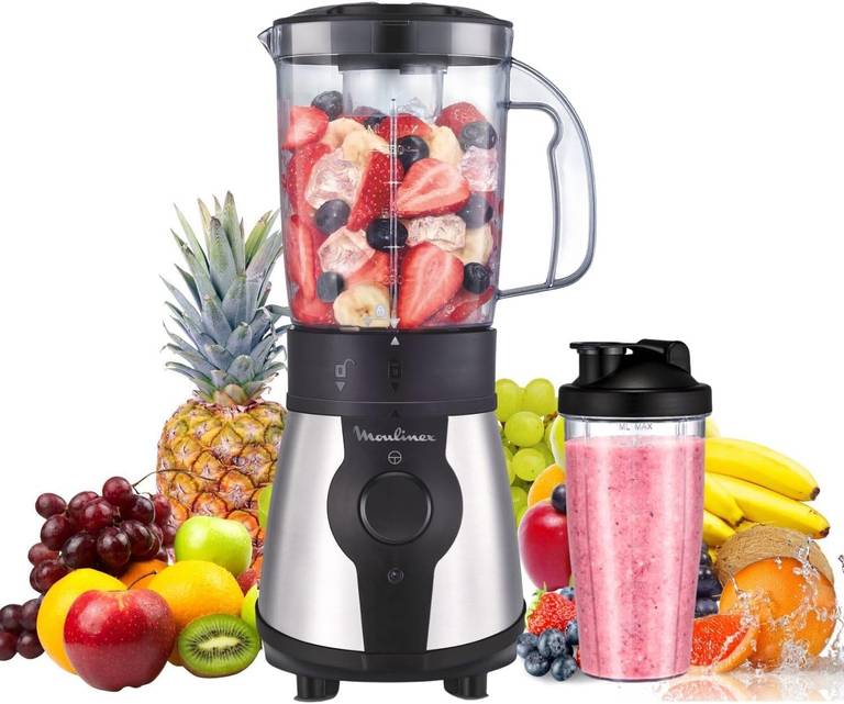 Moulinex Blend & Go, Batidora de vaso de 300 W, Jarra de 1,3 L
