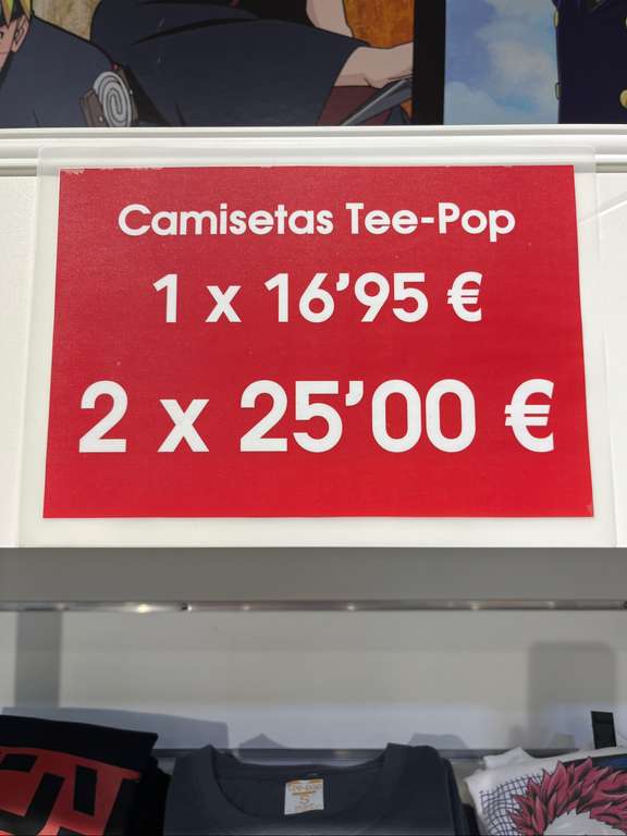 2 camisetas por 25€ Tee-Pop en centro comercial Nueva Condomina (Murcia)