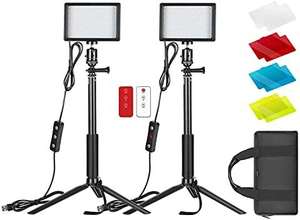 2 Packs de Luz de Video LED Mejorada con Kit de Control Remoto de 433HZ - Luz de Video USB de 5600K Regulable