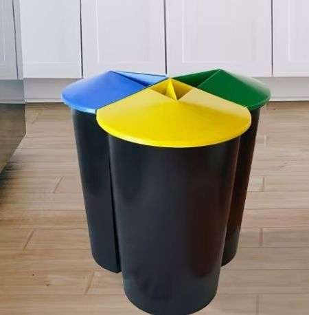Cubo de basura 40 litros en 3 compartimentos color negro 20 x 12 x 12 cm en plástico [PRECIO SIN CUPONES]