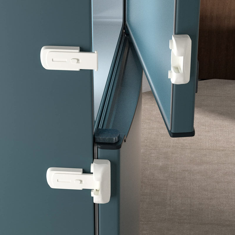 Pack de 2 Cerraduras adhesivas para frigorífico CLYMENE WAM-A2162 -seguridad infantil, fácil uso-Instalación rápida y segura con adhesivo 3M
