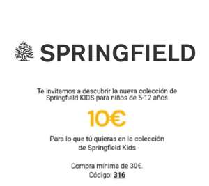 Springfield: 10€ de Descuento en compras de 30€ en la Colección KIDS