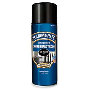 Hammerite Esmalte Directo sobre Hierro y Óxido Liso Brillante en Spray Negro 400 ml - Protección y Decoración para Metales