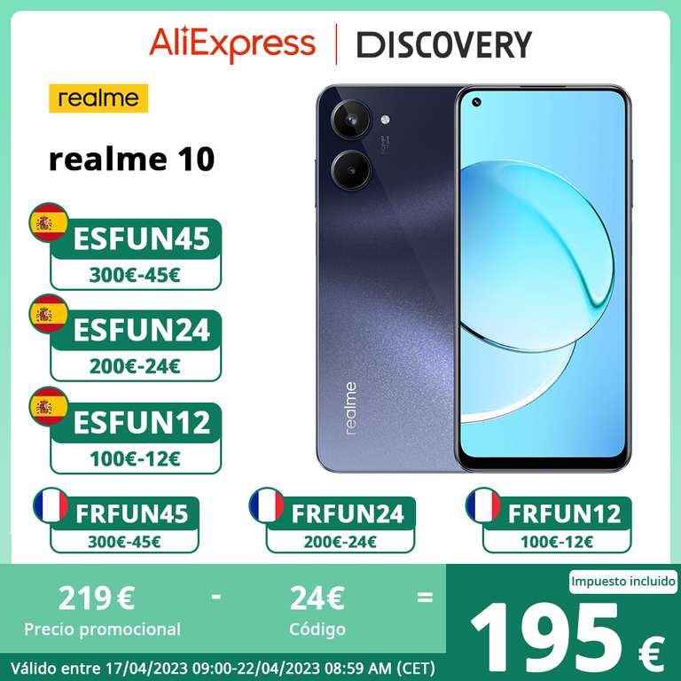 Realme 10 con 8GB/128GB Global + Auriculares de regalo - Desde España