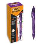 BIC Gel-ocity Quick Dry Bolígrafos de Gel, punta media (0,7mm) - Morado, Caja de 12 Unidades