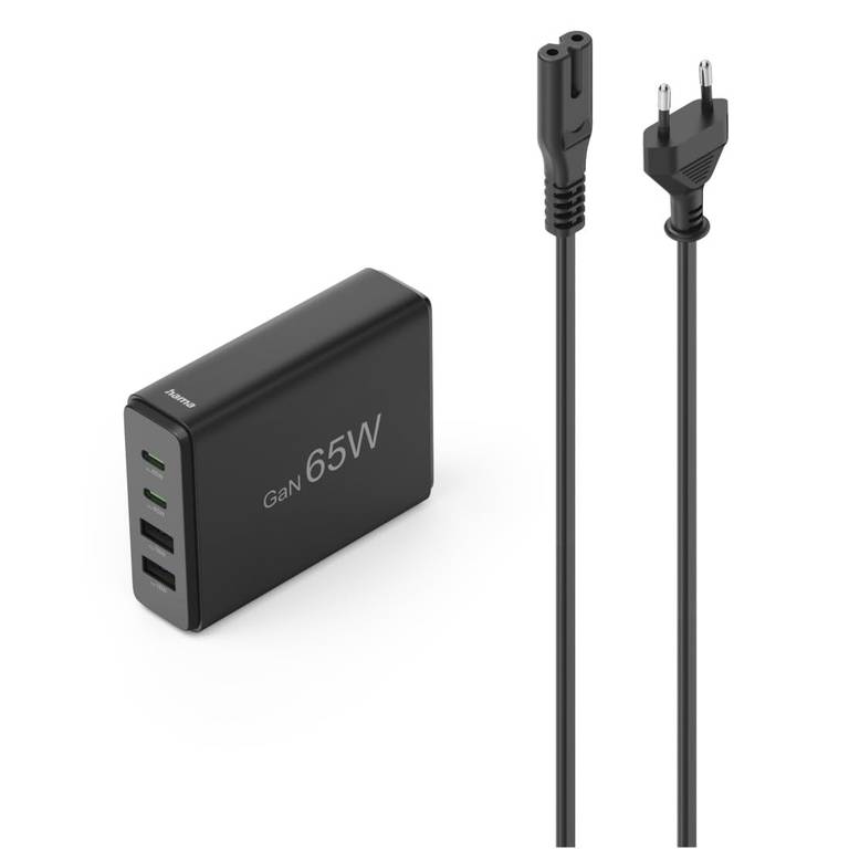 Hama Estación de Carga rápida GAN 65W con 4 Puertos USB