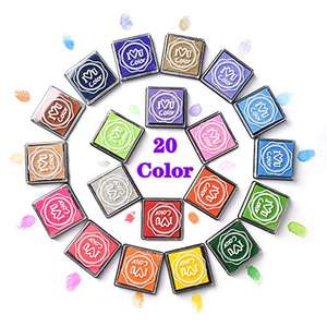 moinkerin 20 Colores Almohadilla de Tinta Tampon, DIY Stamp pintura de dedo, fácil de limpiar, seguro para el medio ambiente, ,,