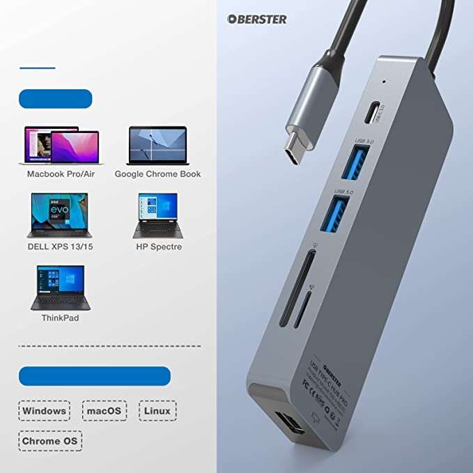 HUB USB C Docking Station 10 en 1, con HDMI 4K, USB C 3.0, PD 100W, 2 USB 3.0, 2 USB 2.0, SD/TF Compatible con Audio/Mic