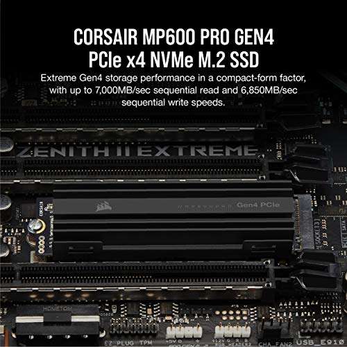 Corsair SSD MP600 PRO Gen4 PCIe x4 NVMe M.2 TLC NAND alta densidad con disipador de calor de aluminio M.2 2280. 1 TB