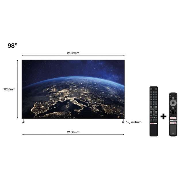 TV QLED 248 cm (98") TCL 98C735, UHD 4K, Google TV, Dolby Vision, Dolby Atmos y Google Assistant