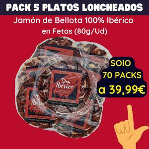 Packs Jamón de Bellota 100% Ibérico Loncheado 5 sobres (80 gramos cada sobre)