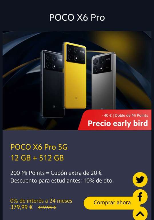 POCO X6 Pro 5G 12GB+512GB Amarillo Tienda Oficial