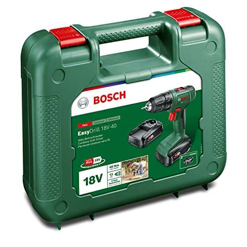 Bosch Home and Garden, Atornillador Batería EasyDrill 18V-40 (2 baterías de 2,0.Ah, 18.V, Maletín) + Otro Modelo Similar en Descripción.