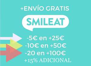 Descuentos en alimentación infantil ecológica de Smileat --> -5€ en +25€ // -10€ en + 50€ // -20€ en +100€ // -15% adicional