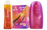 Durex - Masturbador de Pene, Vibrante y Suave, RIDE & VIBE + Lubricante Efecto Calor 50 ml, Texturizado, Estriado, Juguete Sexual