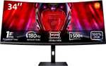 XIAOMI Curved Gaming Monitor G34WQi - Monitor Gaming de 34" WQHD (3440 x 1440, 180Hz, 1ms, HDMI 2.0x2, Puerto DP1.4x2, Luz Azul), Negro (ES)