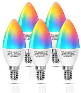 Aigostar Bombilla LED inteligente WiFi vela C37, 5W, E14 rosca fina, RGB + CCT