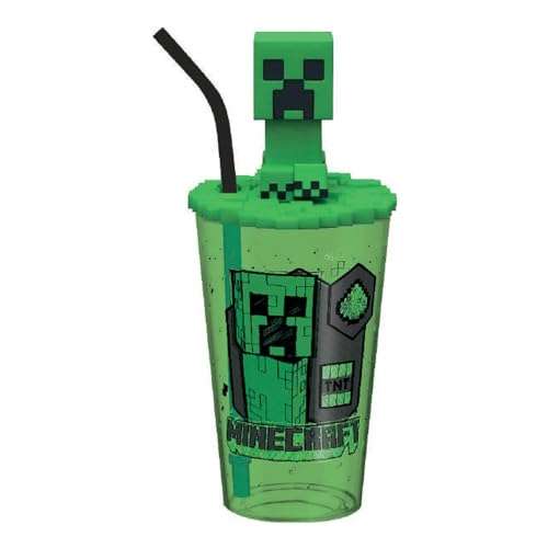 Minecraft - Botella con tapa 3D y pajita (500 ml) Kids Licensing