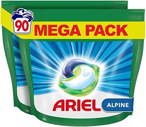 Ariel Pods Detergente Lavadora Cápsulas, 90 Lavados (Pack 2 x 45), Fragancia Frescor Los Alpes