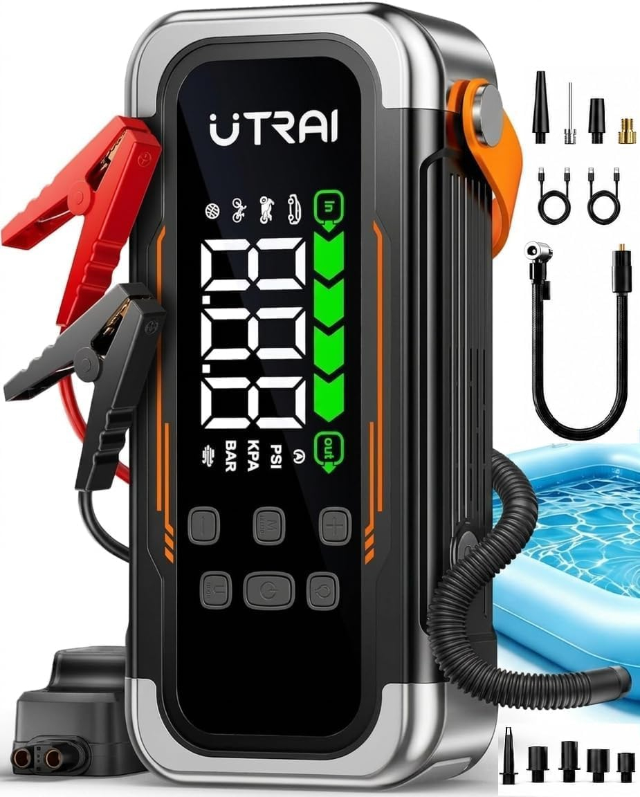 Arrancador de Baterías de Coche con Compresor de Aire y Soplador