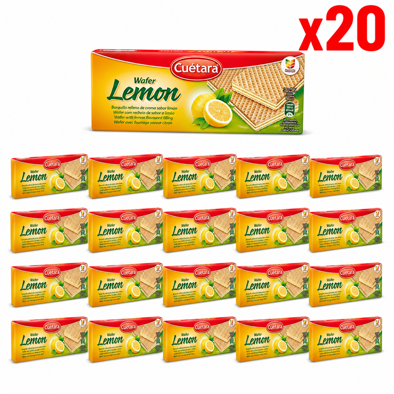 Pack Familiar: Cuetara Wafer Limon Barquillo relleno de crema 150g x 20 (Total: 3 Kg)