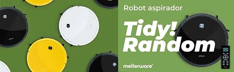 Mellerware Robot Aspirador Tidy 1400 Pa Aspira, friega, Barre y Pasa la mopa Óptimo para Mascotas Autonomía 160 min 150m2 Mando a Distancia