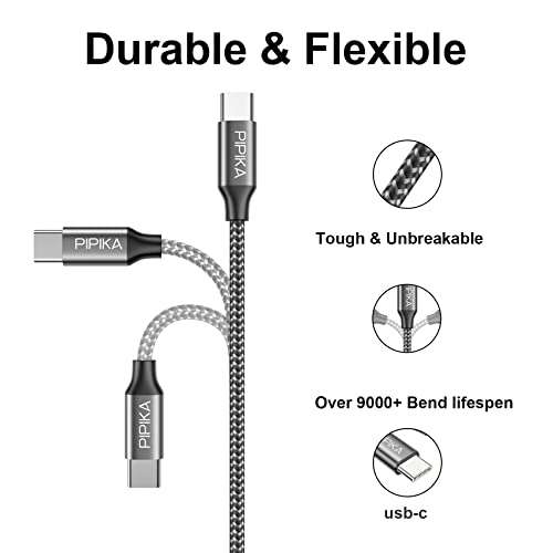 2x Cables USB C a USB C 60W [1M + 1M] - Nylon Trenzado