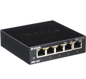 D-Link DGS-105 - (5 puertos Gigabit 10/100/1000 Mbps, chasis metálico, IGMP snooping, autosensing, priorización de tráfico QoS 802.1p)