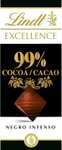 Lindt Chocolate EXCELLENCE 99% cacao 100gr, tableta de chocolate puro, chocolate negro aromático, extrafino, intenso y equilibrado