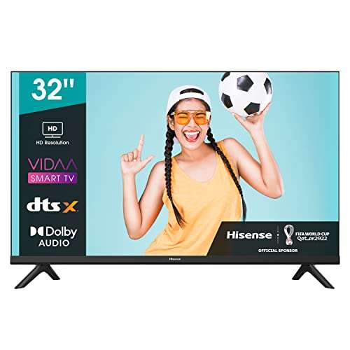 Hisense 32A4EG 32) Smart TV Full HD, con Natural Colour Enhancer, DTS Virtual X, VIDAA U5, Youtube, Netflix, HDMI, WiFi