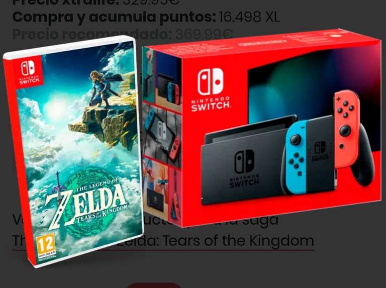 Nintendo Switch JoyCon Neón + Juego The Legend of Zelda Tears of the Kingdom + 14€ próx compra