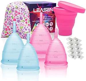 Copas Menstruales Kit Suave de Silicona 4 Copas en Talla S y L (disponible en otros colores),