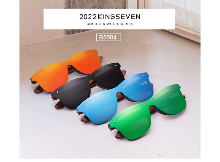 KINGSEVEN - Gafas de sol de madera natural para hombre, polarizadas, a la moda, originales