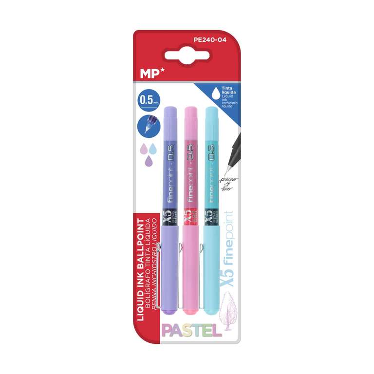 3 bolígrafos puntafina de colores