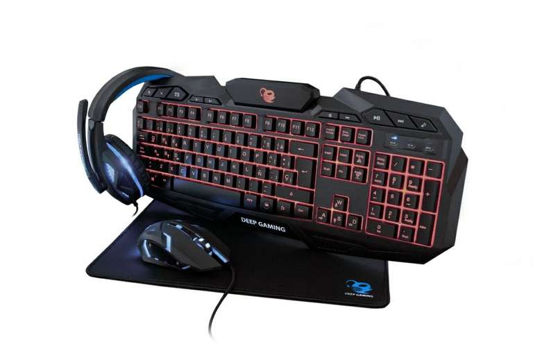 Pack Gaming 4 en 1 DeepGaming X-Wing: teclado + ratón + auriculares con micrófono + mousepad
