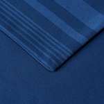 Amazon Basics - Juego de funda nórdica de microfibra ligera de microfibra, 260 x 220 cm, Azul real raya (Royal Blue Calvin Stripe)