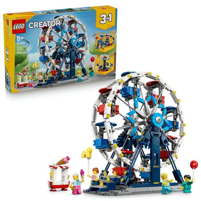LEGO Creator 3 en 1: Noria y Atracciones - Set de Construcción con 916 Piezas
