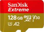 SanDisk Tarjeta microSDXC Extreme de 128 GB 190 MB/s, A2, UHS-I, Clase 10, U3, V30 // 256 GB por 21,99
