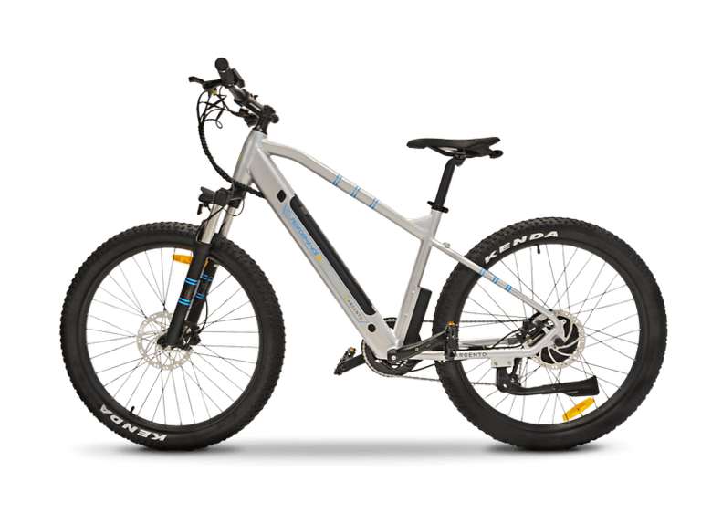Bicicleta eléctrica - Argento Performance MTB, 250 W, 25 km/h, Shimano de 7 vel., 27.5 " x 2.3 ", Gris