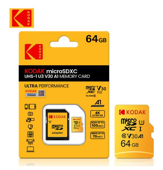 Tarjeta MicroSD Kodak V30 A1 de 64GB