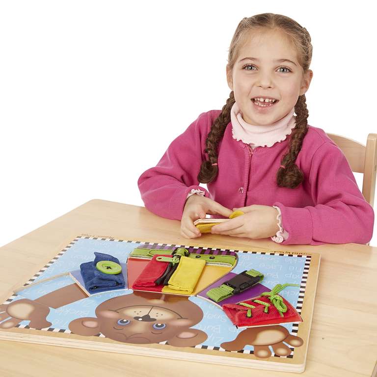 Melissa & Doug- Tablero de Madera Habilidades Básicas Tablero Montessori | Juguete de madera | Regalo fantástico para niñas y niños