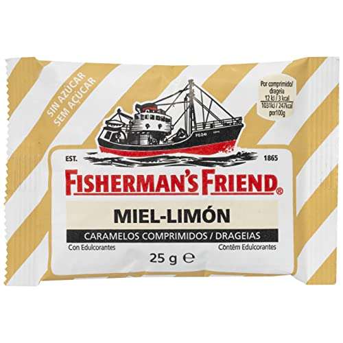 Fisherman's Friend Miel Limón, Caramelo Comprimido Sin Azúcar - 12 unidades de 25 gr. (Total 300 gr.)