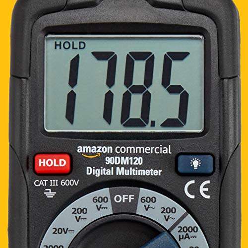AmazonCommercial - Multímetro digital de rango manual, cuenta hasta 2000
