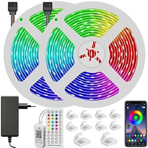 Tira LED RGB, 20M Bluetooth, Control Remoto y Caja de Control, 29 Cambios de Color, 4 Modos de Música, Control de Tiempo